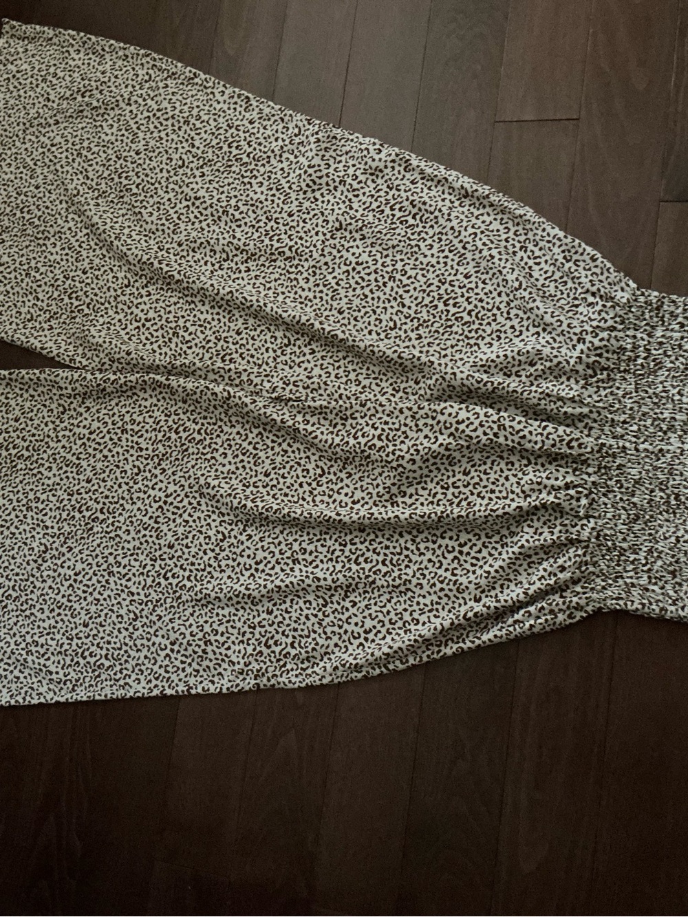 Leopard Print Smocked Waist Palazzo Pants - Beige & Brown